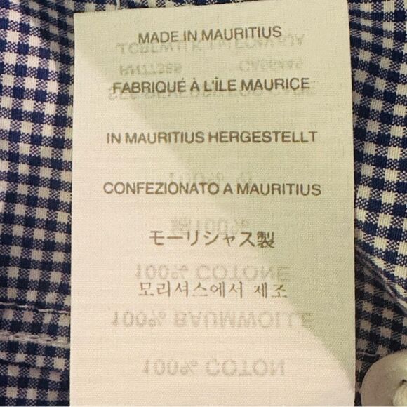 J.Crew Men’s SZ L Blue Micro Gingham Button-Down Shirt Long Sleeve Cotton Casual - Picture 9 of 10